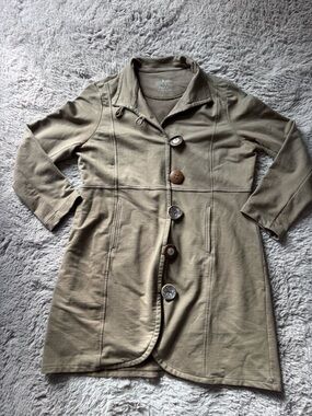 Neon Buddha Olive Green Cotton
Knit Long Jacket L